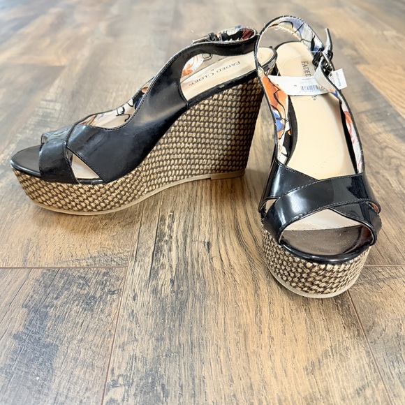 Faded Glory Shoes - Faded Glory Black High Wedge open toe Sandals size 8 wedge sandals new